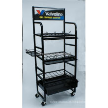 Black Metal Freistehender Motor Zubehör Einzelhandel 3-Tier Automotive Schmierstoffe Display Stand